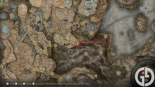 Map showing Scaduview Cross in Elden Ring Shadow of the Erdtree