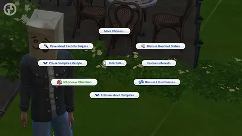 Interaction menu in The Sims 4