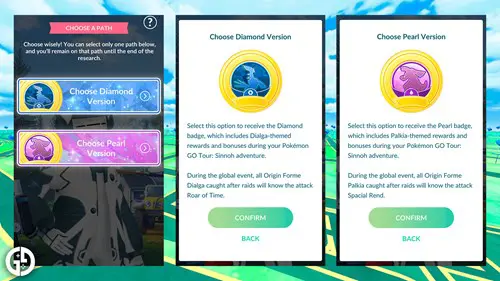 The Diamond and Pearl path screens in Pokemon GO